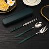 Stainless Steel Cutlery Portable Student Spoon Fork Chopsticks Three-piece Outdoor Set