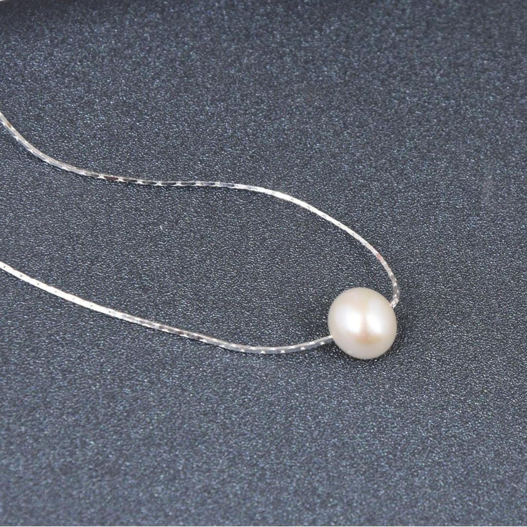 Exquisite Freshwater Pearl Pendant on S925 Sterling Silver Snake Chain Necklace