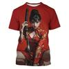 2026 Men's Anime Samurai Girl 3D Printed Fashion T-Shirt for Adults-Street Trend Style Short-Sleeved