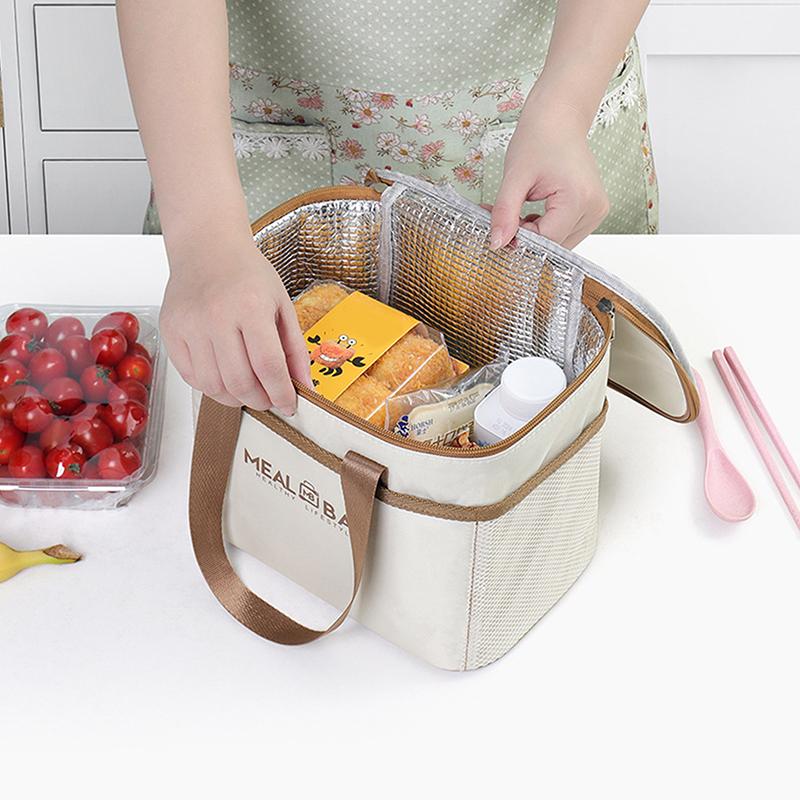 Insulated Lunch Bag Large Capacity Thermal Tote With Oxford Fabric And Aluminum Foil Leakproof Cooler For Picnic Office Travel