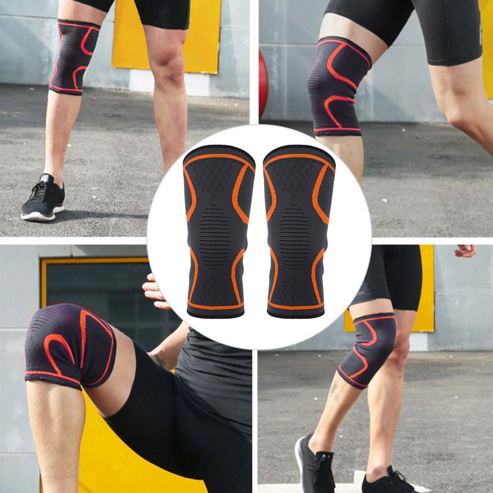 Knee Support Fitness Running Cycling Braces Kneepad Sport Gym Knee Pad Elastic Orange XL