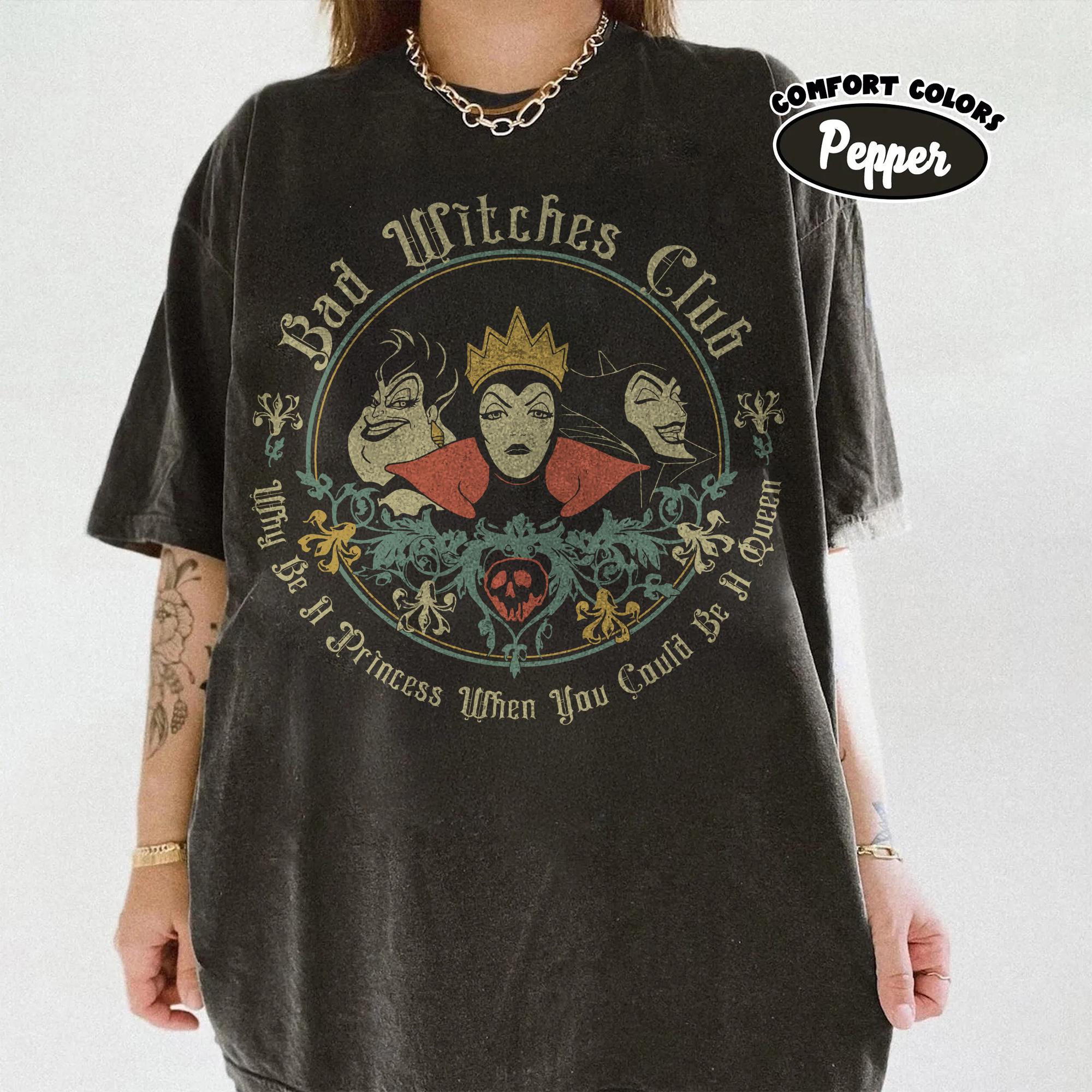 

Womens Disney Vintage Villains Bad Witches Club TShirt Cotton Short Sleeve Unisex Streetwear Oversized Loose Casual Stylish S