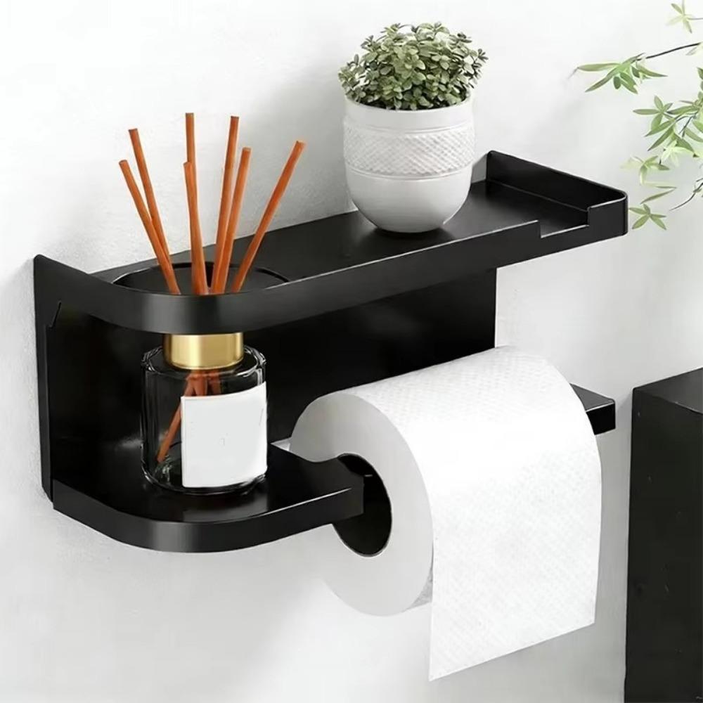 Wall Mounted Toilet Roll Paper Holder Self Adhesive Seasoning Bottle Storage Rack Kitchen