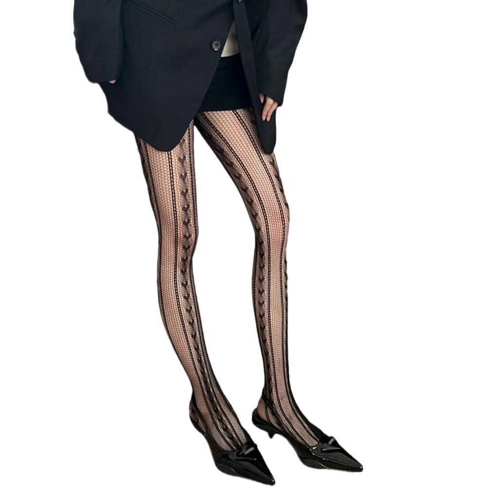 Hollow Heart Mesh Fishnet Thigh High Stockings Pantyhose Lingerie Sexy Slim Women Tights JK Lolita Sweet Girls Tights Pantyhose