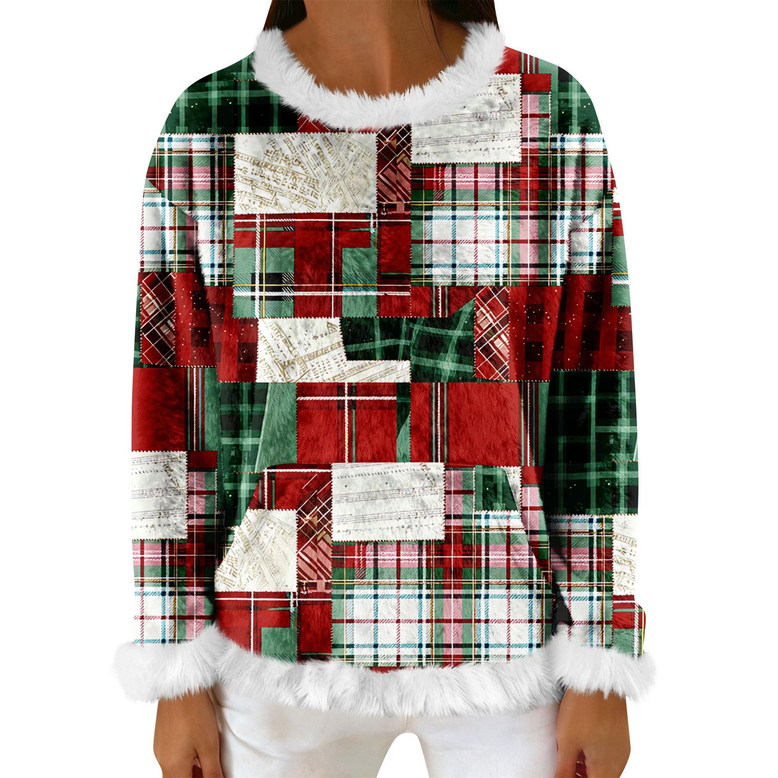 

Женский повседневный флисовый свитшот с длинными рукавами и круглым вырезом, удобный, свободного кроя, легкий, фланелевый свитшот для женщин L красный