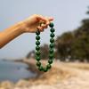 Retro Boho Round Bead Choker Colorful Plastic Beaded Handmade Knot Rope Necklace for Summer Beach Travel Wear