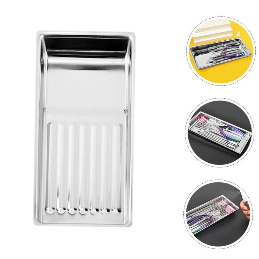 2Pcs Square Cosmetic Storage Tray Stainless Steel Beauty Salon Tray  Beauty Salon Use