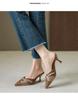 Huiliya Baotou Pointed Toe Women's Pearl Chunky Heel Mules 912-D86