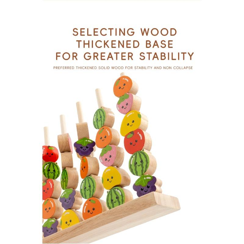 Wooden DIY Toy Cartoon Fruit Stringing Threading Color Shape Matching Puzzle Game Wooden Beads Toy Montessori Education Toy