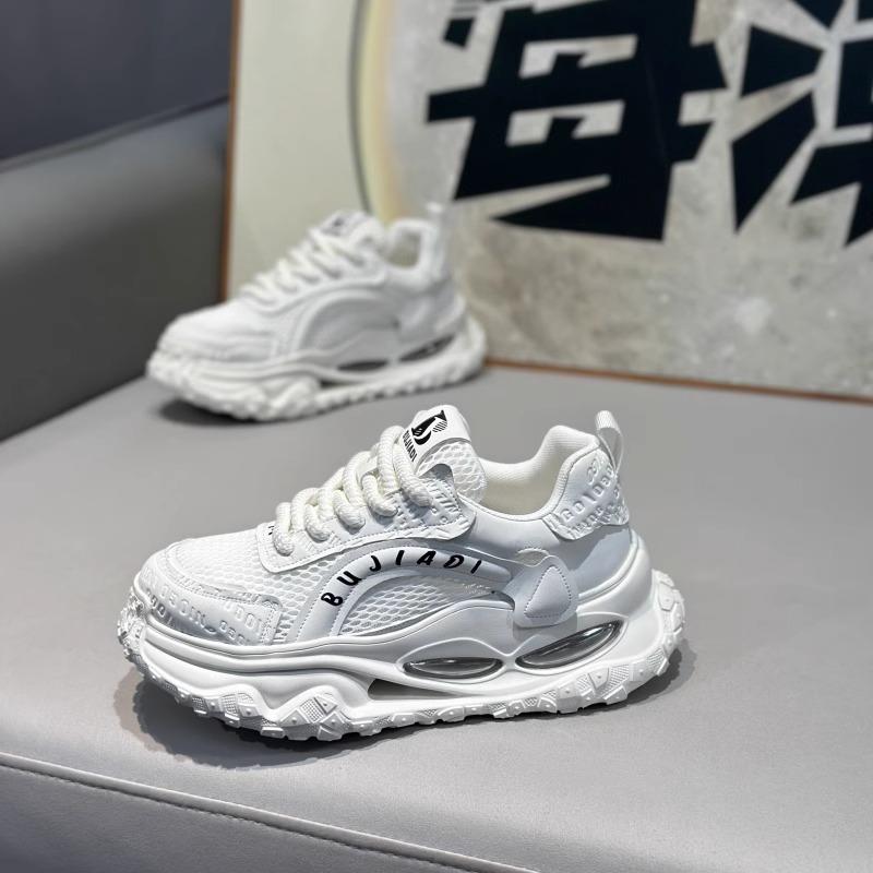 

Новые модные мужские кроссовки Four Seasons с толстой подошвой для студентов и мальчиков, трендовые кроссовки с мягкой подошвой, дышащие, повседневные кроссовки для бега 43 белый