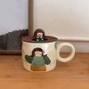 Handpainted Cartoon Ceramic Coffee Mugs Printed Pigmented Breakfast Plates  Household Use