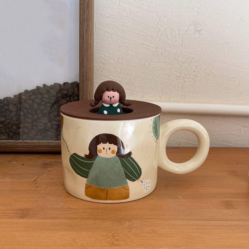 Handpainted Cartoon Ceramic Coffee Mugs Printed Pigmented Breakfast Plates  Household Use