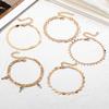 Snake Chain Love Diamond Anklet 5 Piece Gold Artificial Diamond Pendant Love Hollowed Out Lock Chain Snakebone Chain Girls Bracelet Anklet Accessories