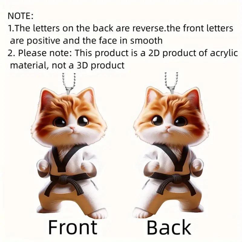 Kung Fu Cat Hanging Decoration Home Indoor Christmas Tree Car Rearview Mirror 2D Flat Acrylic Kitten Hanging Ornament Ca… More