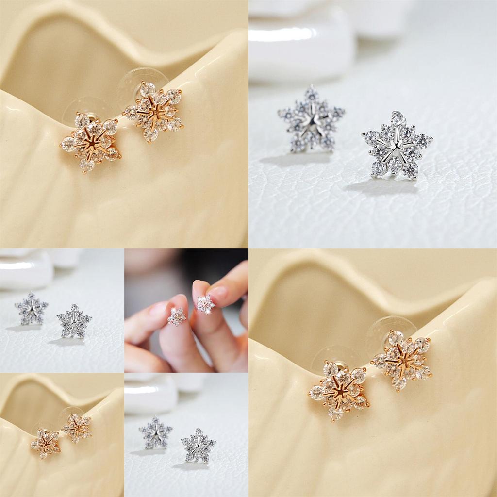 Feiertags-Schneeflocken-Ohrstecker mit Silberfinish für Damen Geschenk-Accessoire