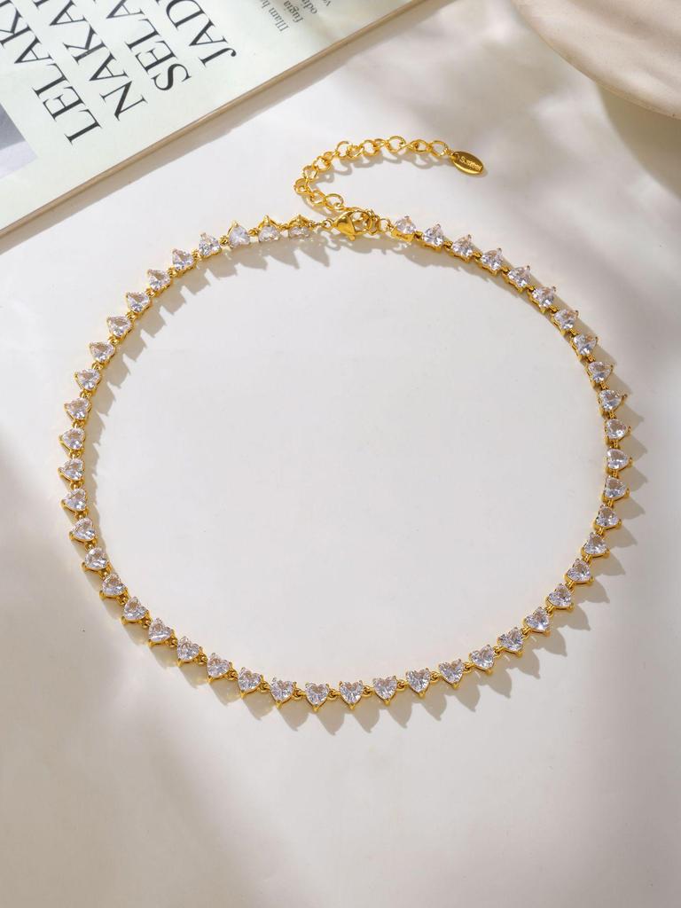 Heart-Shaped 5A Zircon Clavicle Necklace Set - European & American Style Women's Jewelry