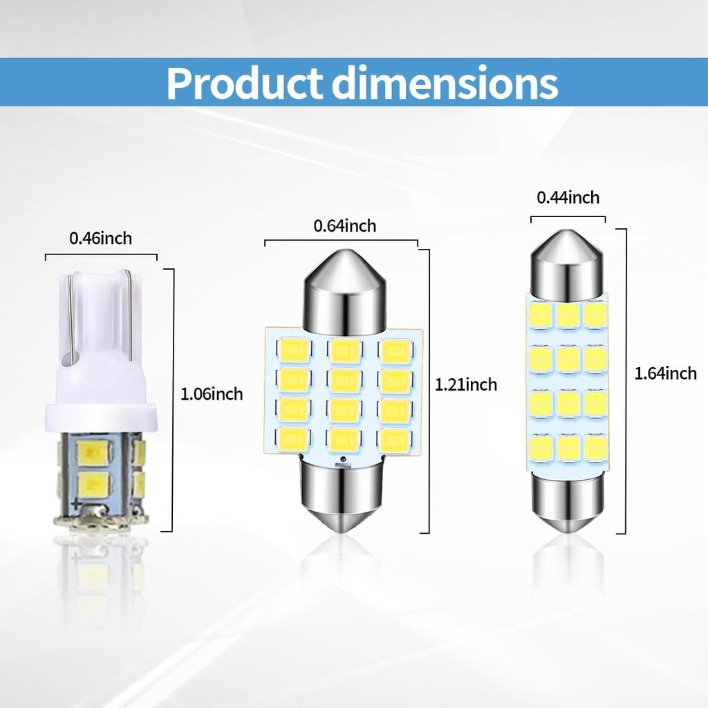 24PCS Car Interior LED Bulb, Dome Light LED Car Interior Replacement Bulb Kit Set T10 31 mm 41 mm for Car Interior, Indoor Map Dome Lights, License