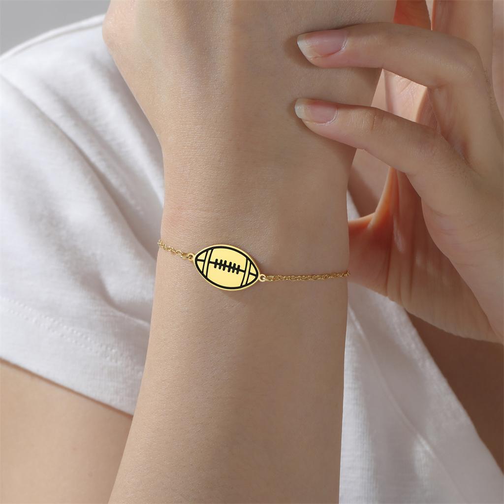 EUEAVAN Basketball Volleyball Baseball Rugby Bracelet Stainless Steel Fashion Geometric Bracelet for Women Men Jewelry Gifts