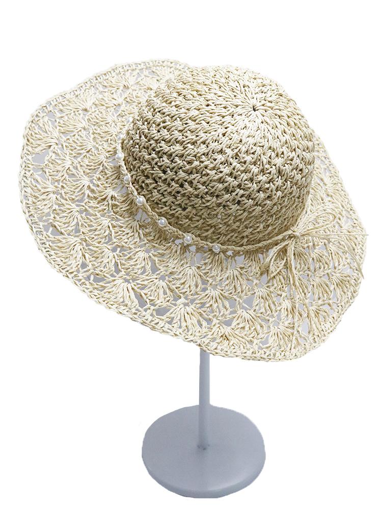 Handwoven Straw Sun Hat – Women’s Summer Wide-Brimmed Foldable Panama Hat with Bow Accent, UV Protection for Beach & Outdoor Wea
