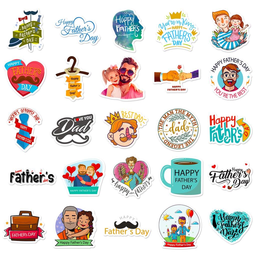 50 Cartoons Father'S Day Gifts Stickers Envelopes Seals Party Gift Boxes Decorative Stickers