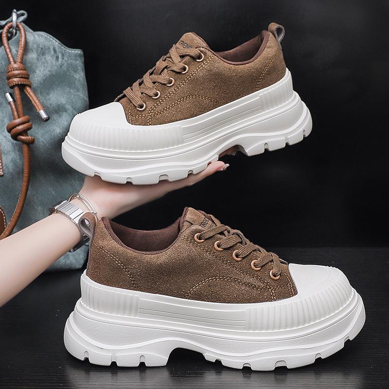 

8 см толстая подошва увеличивающая рост папины кроссовки женские новые осенне-зимние модные универсальные маффины повседневная обувь 40 коричневый