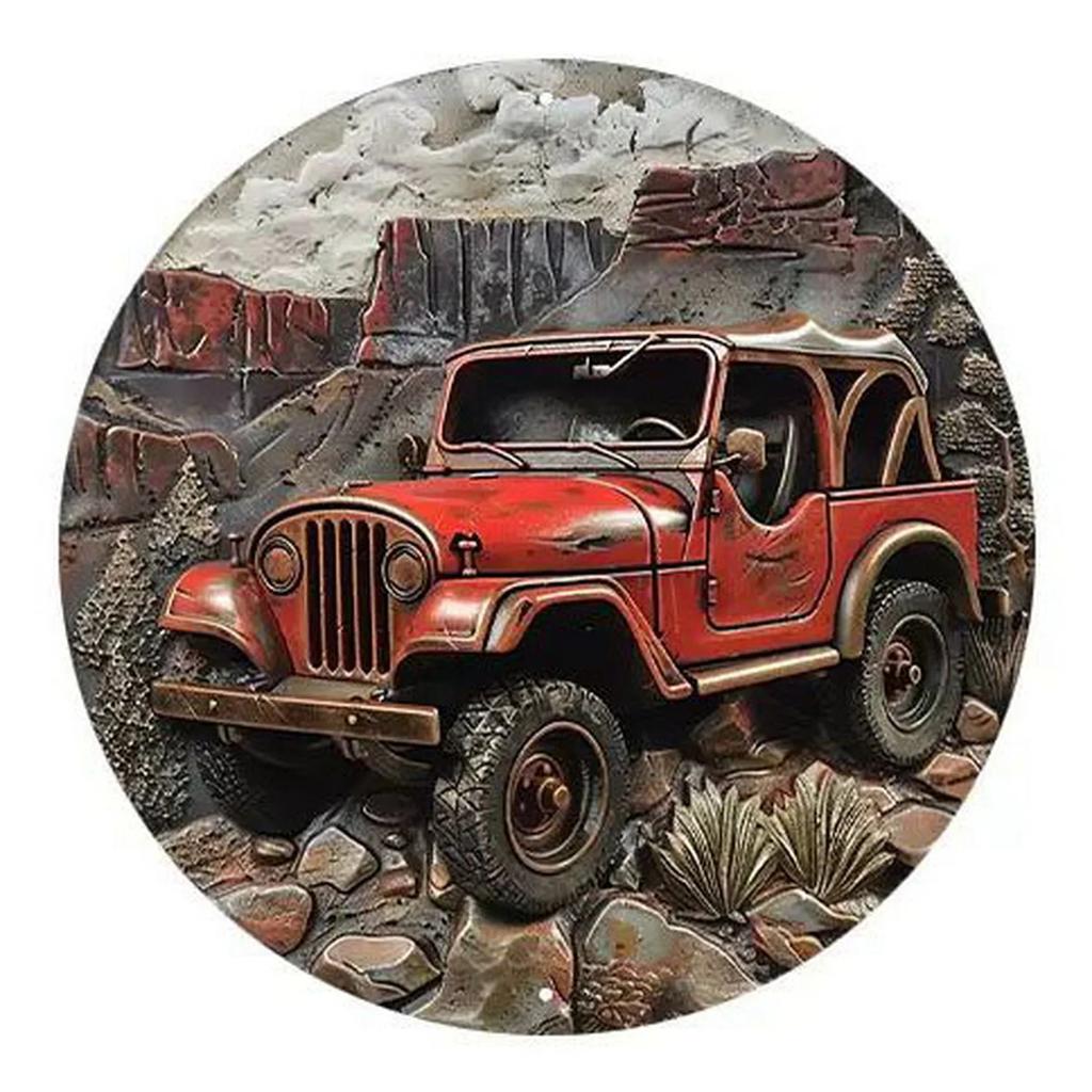 Retro Round Metal Tin Signs D Flat Cars Truck Decor Pattern Nostalgic Iron Painting Novelty For Cafe Bar Man Cave Wall Decor