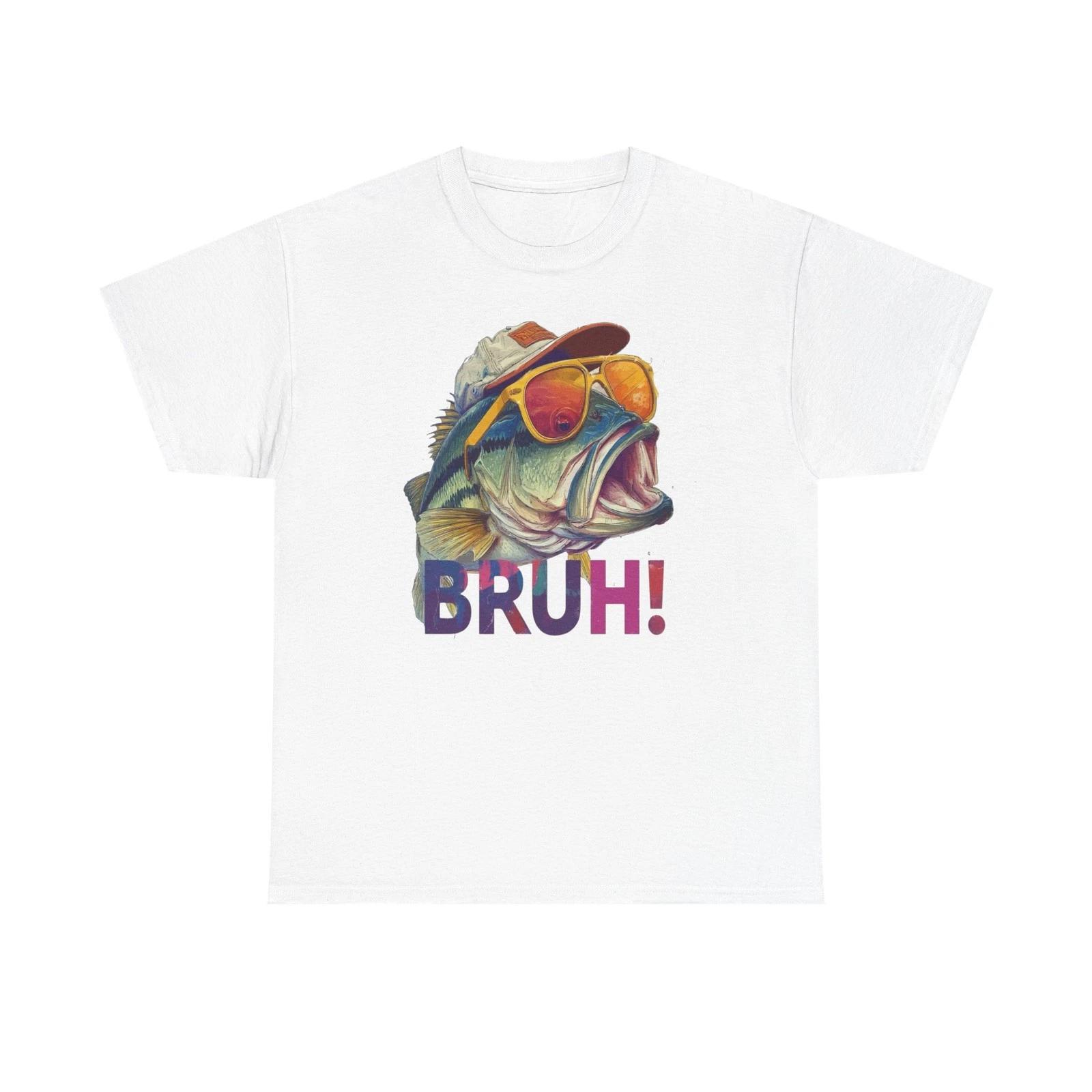 

Bruh Fish Funny Graphic T Shirt Unisex Cotton Tee Gift NEW M
