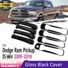 Chrome Gloss Black Door Handle For Dodge Ram Pickup 1500 2500 3500 4000 2009~2018 Carbon Fiber Exterior Car Accessories Stickers