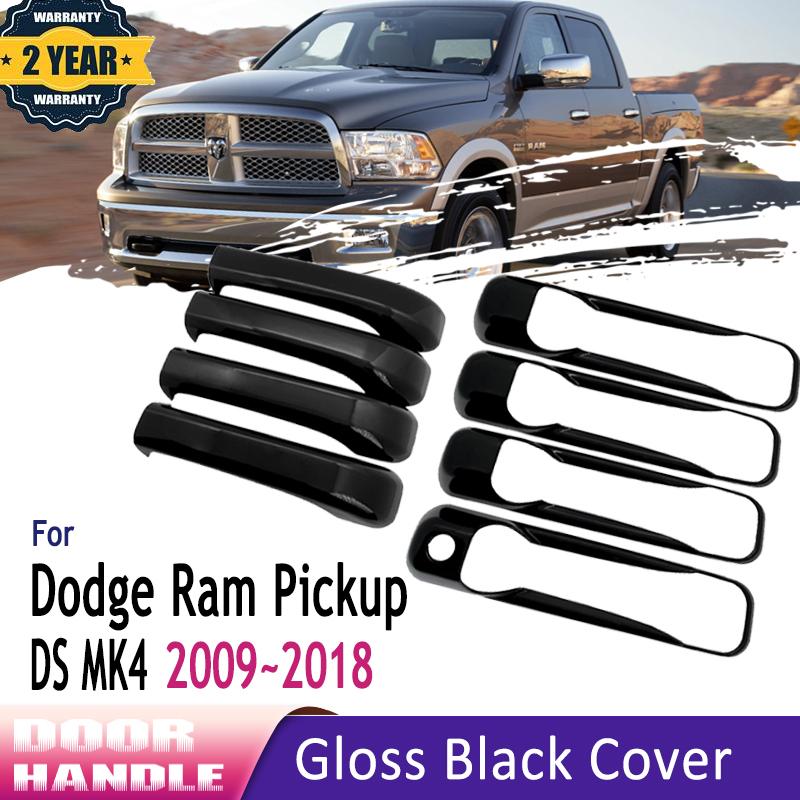Chrome Gloss Black Door Handle For Dodge Ram Pickup 1500 2500 3500 4000 2009~2018 Carbon Fiber Exterior Car Accessories Stickers