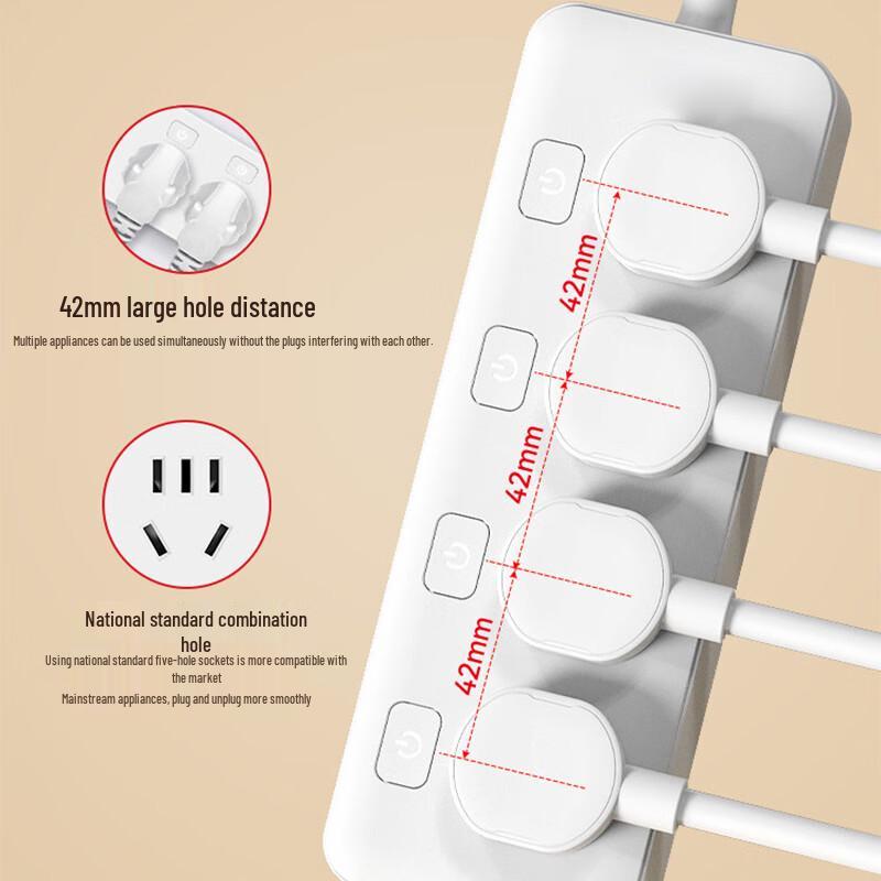 Jinghong 3-Outlet Power Strip with Independent Switches