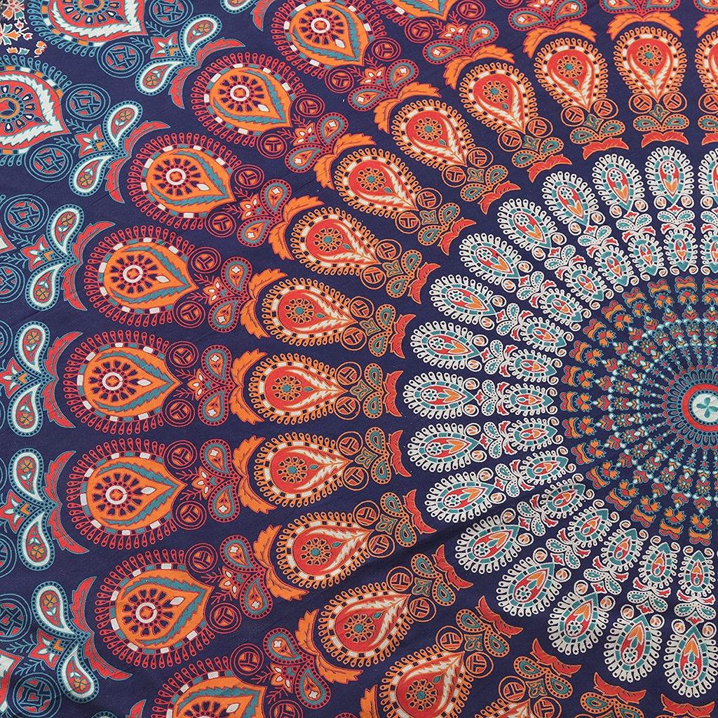 Mandala Round Tapestry Home Wall Art Decor Hippie Baho Yoga Mat Bohemian Round Beach Bedspread Round Picnic Tapestry 100 % Cotton Tapestry