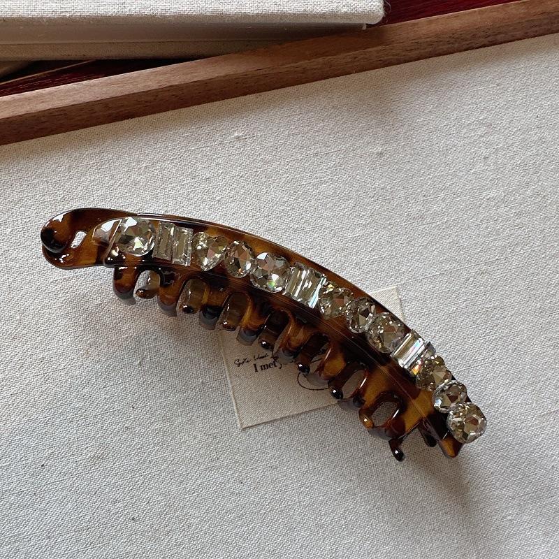 

Кристальная заколка-банан класса люкс, Зубчатая вертикальная заколка, Заколка для хвоста, Универсальная вертикальная заколка для волос, Аксессуар для волос со стразами