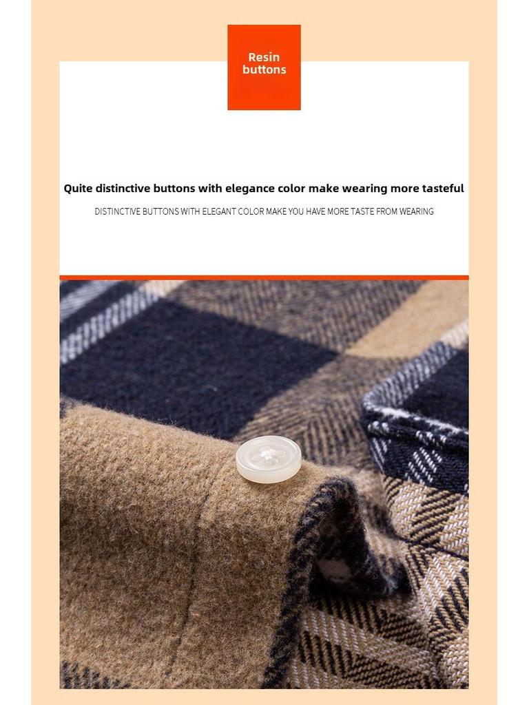 Men's Cotton Plaid Long-Sleeve Shirt - Fashionable, Casual, Versatile with Pockets