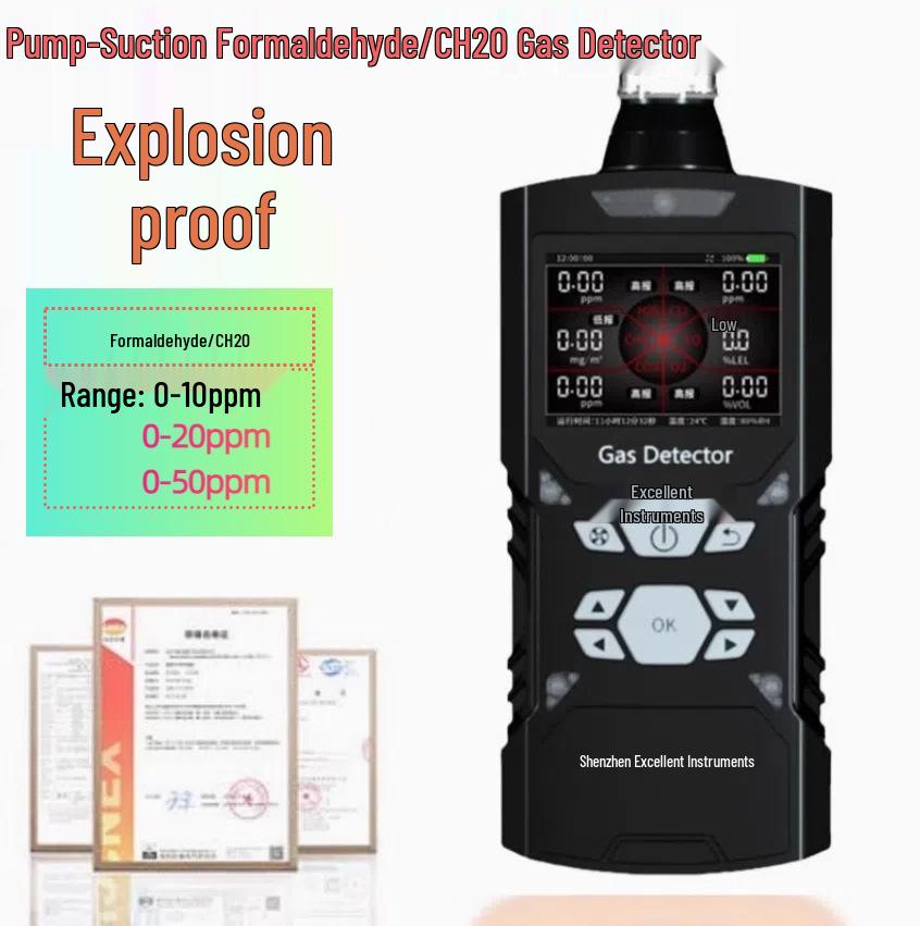 ZY-4X Portable Formaldehyde Gas Detector - Pump-Suction CH2O Concentration Analyzer 85x52x230 mm