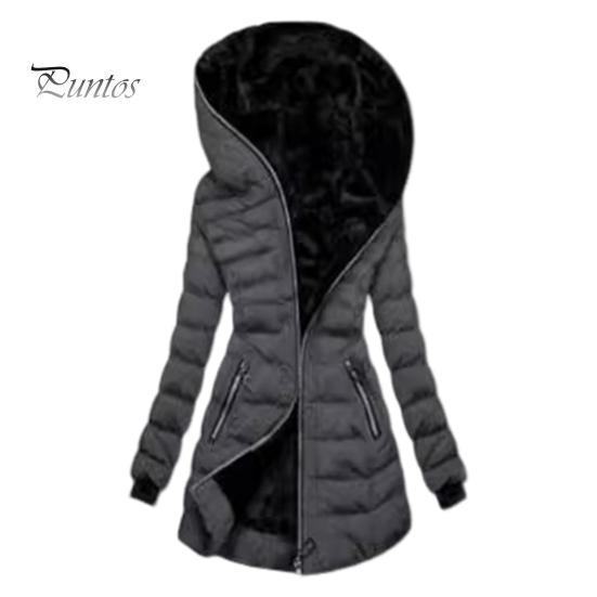 

Женское зимнее хлопковое пальто с капюшоном, застегивающееся на молнию, плюшевая подкладка, утепленная куртка Winddoof, средняя длина, длинный рукав, эластичные манжеты, уличное пальто XL
