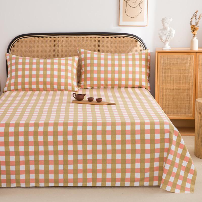 Wholesale 100% cotton old coarse cloth sheets pure cotton kang single three-piece set single piece soft mat student dormitory mat