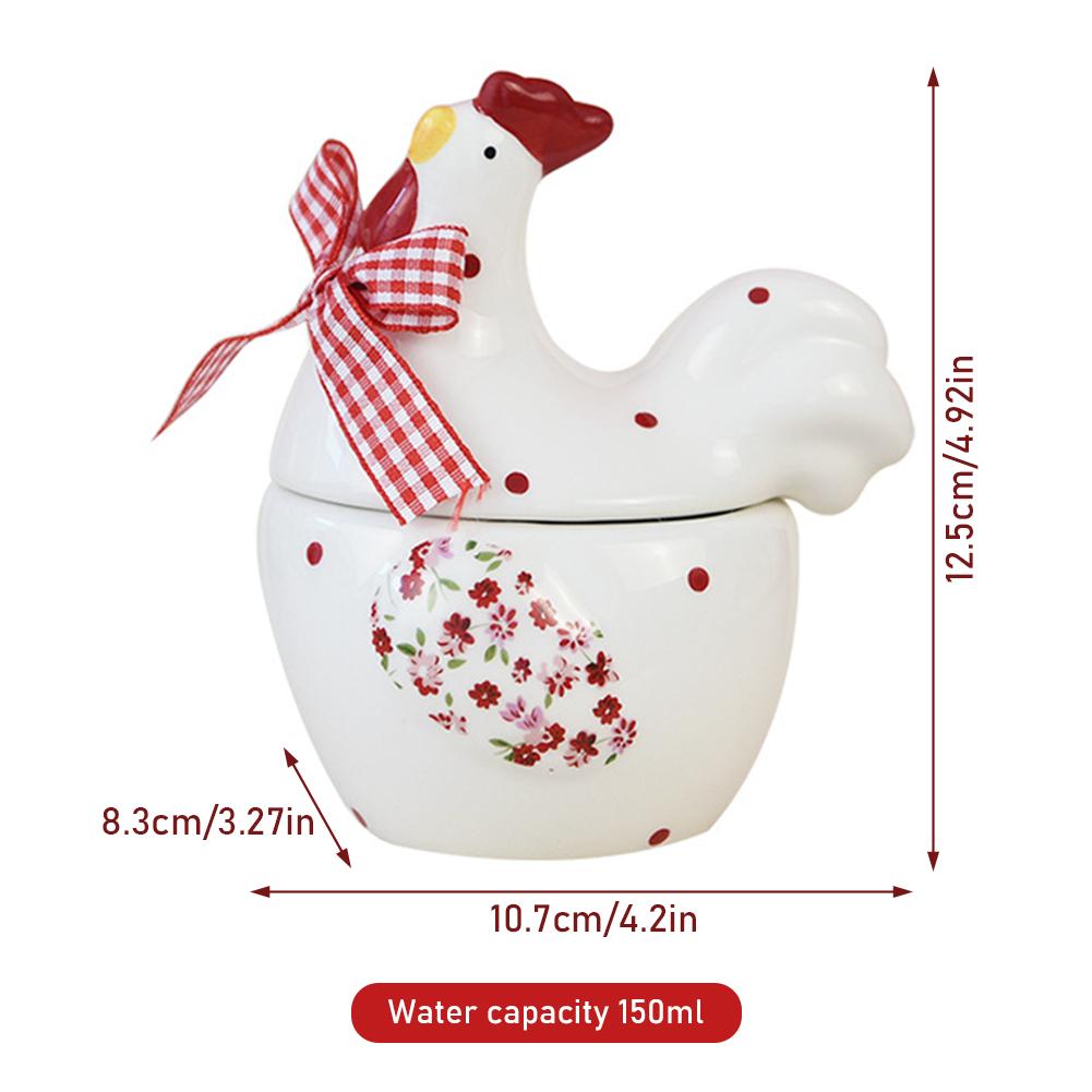 Ceramic Chicken Spice Jar Easter Decoration 3D Red Chicken Shape Salt Pot with Lid for Kitchen Use China Mainland