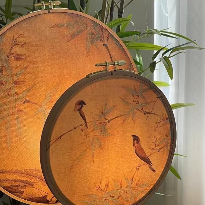 Retro Chinesische Tischlampe für Schlafzimmer und Arbeitszimmer – Dekorative Runde Fächerleuchte mit Kostenlosem Versand