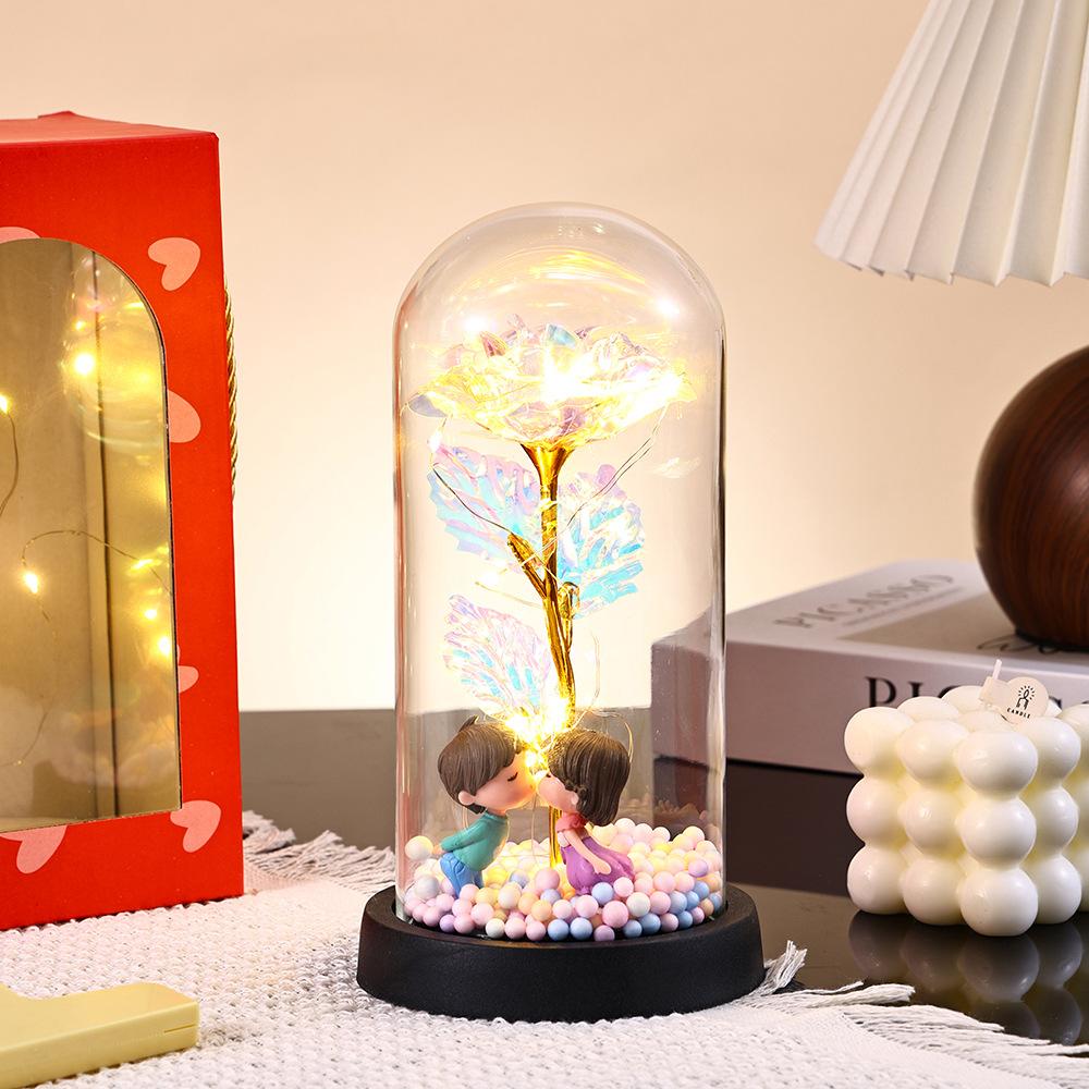 Gold Foil Rose Glass Cover Teachers' Day Gifts Creative Gifts Advanced Ornaments for Female Teachers