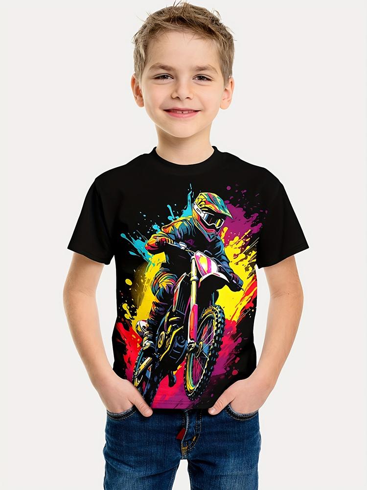 Vară Imprimare 3D Haine Copii Top Motocicletă Tricou Copii Mânecă Scurtă Băieți Fete Topuri Largi Streetwear Tricouri