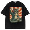 Funny Cool Dj Cat Meme Graphic Vintage T Shirt Men Women Humor T Shirts Oversized Cotton Casual T-shirt Streetwear Gifts