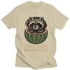 Italian Brainrot Raccoon Meme T Shirt for Men Pure Cotton Tshirt Humor Streetwaer Short Sleeve Tee Shirt Loose Fit
