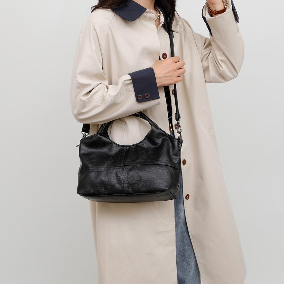 Damen Handtasche aus weichem PU-Leder – Stilvolle Umhängetasche & Crossbody-Schultertasche für Damen