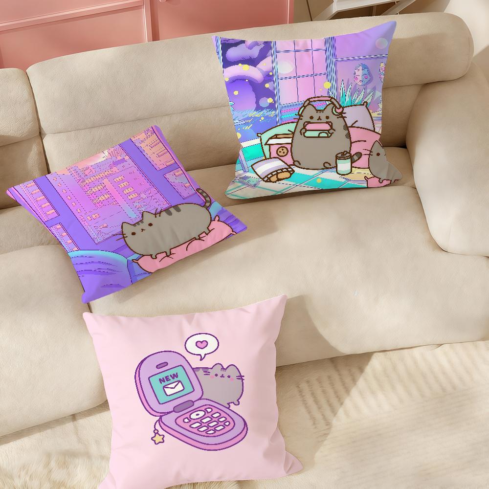 Cartoon Cute P-pusheen-s Pillow Case Applicable Space For Guest Rooms Interiors Cars Office House Decoration