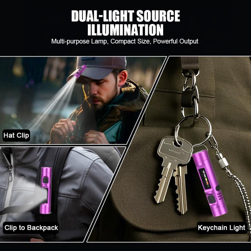 Mini LED COB Keychain Flashlight USB Rechargeable Torch with Magnetic/pen Clip 9 Lighting Modes Lamp for Outdoor Emergency Work