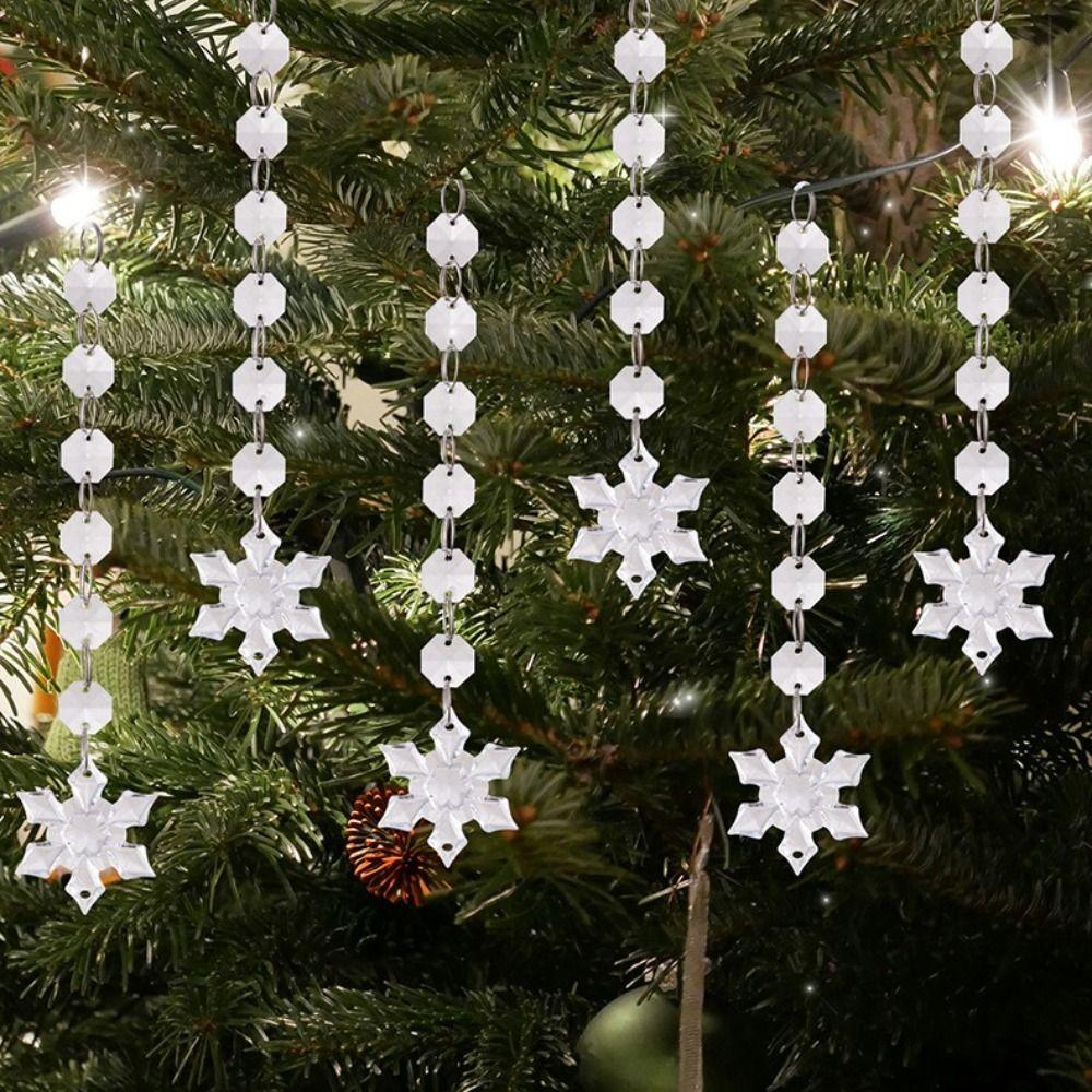 6pcs/set Transparent Acrylic Ice Pendants Sparkling Acrylic Snowflake Ornament Crystal Prisms Icicle Water Drop Ornament