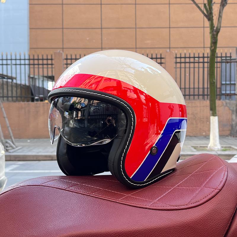 2024 NEW Motorcycle Helmet for Men and Women 3C Certification 3/4 Helmet Retro Half Helmet Motorcycle Commuting for All Seasons