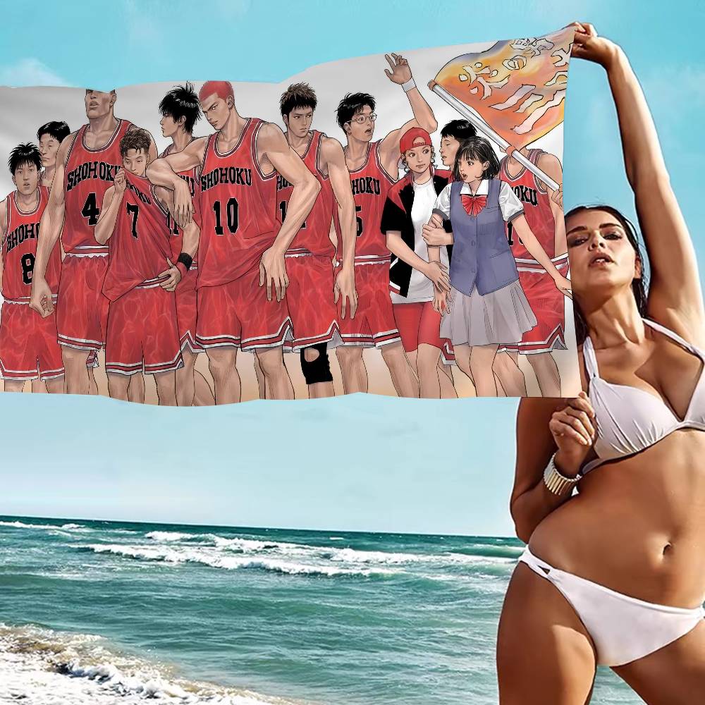 The First Slam DunK Beach Towel Cartoon Cute Summer Kids Large Bath Pool Beach Towel Microfiber Absorbent For Swimming Travel