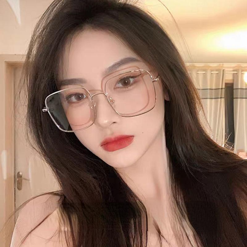 Big Size Square Myopia Glasses for Women  Anti Blue Light Computer Eyeglasses Metal Frame Prescription Eyewear 0~-6.0 Diopter
