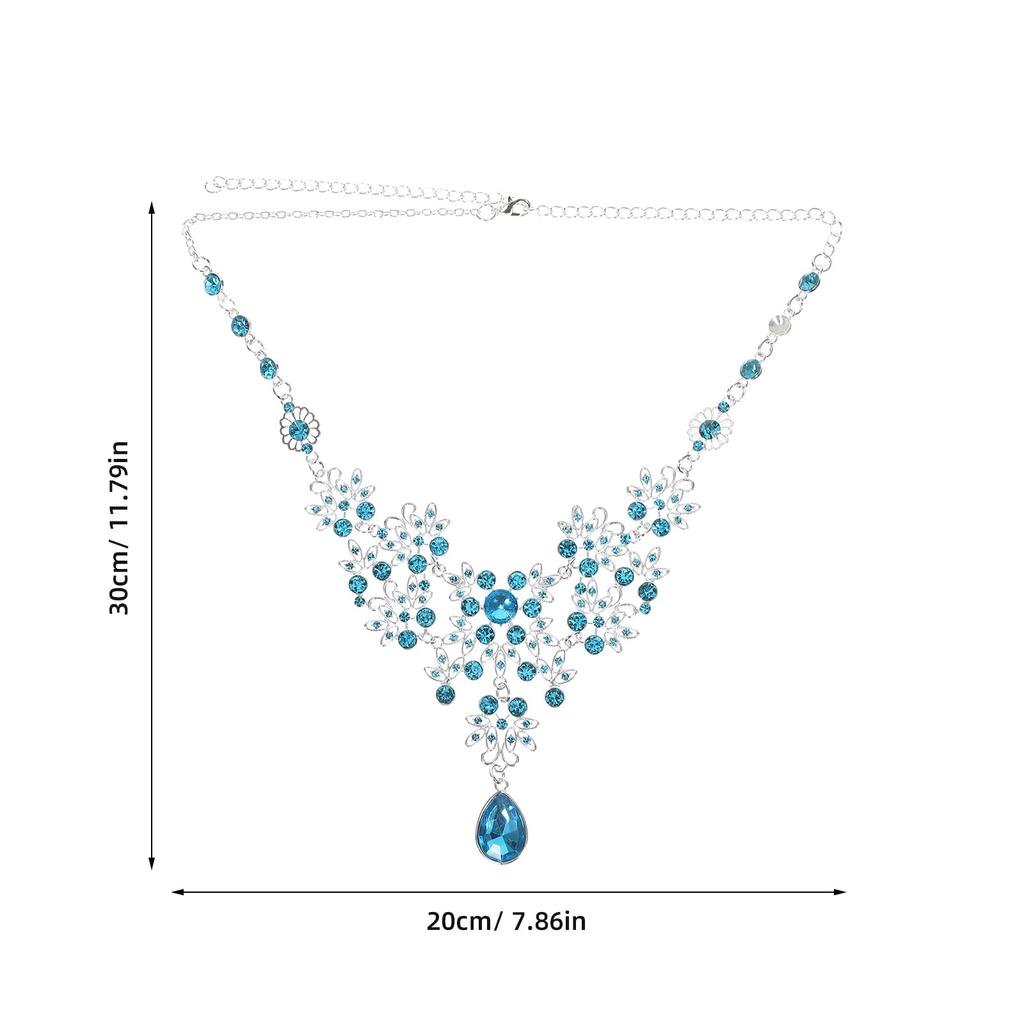 EXCEART Women's Blue Necklace and Earring Set, Lightweight, 2-Piece, 11.8x7.9 Inches, Elegant Ornament for Weddings, Bridal, and Parties